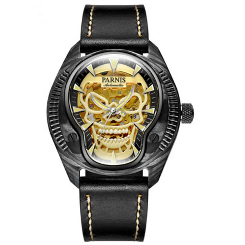 Роскошный бренд parnis Commander Series светящийся Мужской стальной Чехол кожаный ремешок