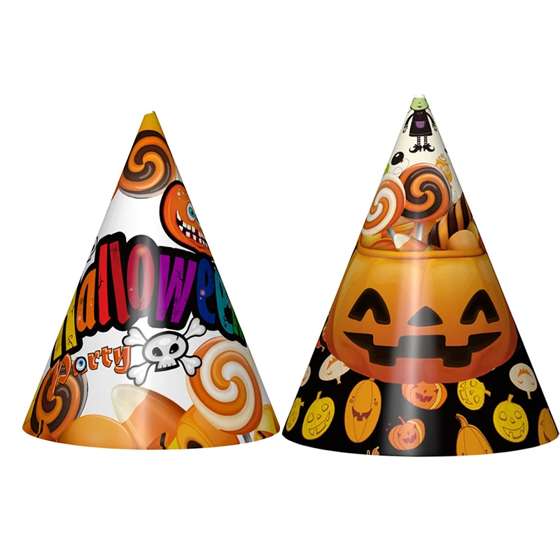 6 шт./лот новый стиль Хэллоуин Тыква тема мультфильм шляпы день рождения бумажные