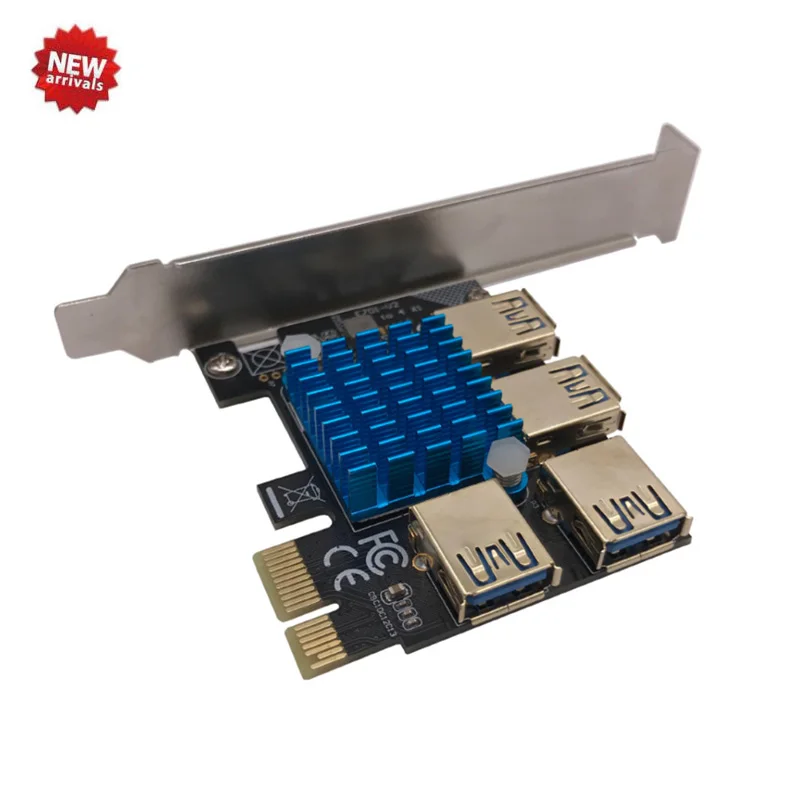 

PCI-E-PCI-E адаптер 1 поворот 4 PCI-Express слот 1x до 16x USB 3,0 карта расширения для майнинга PCIe преобразователь для майнинга BTC