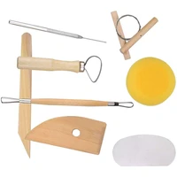 8pcs premium pottery clay tools set ceramics moldeling clay sculpting tools stainless steel wooden handle carving art tool