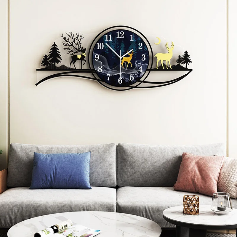 Большие настенные часы креативное Современное украшение лес для гостиной