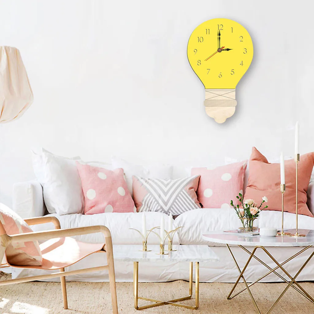 Современные настенные часы в скандинавском стиле с лампочками бесшумные