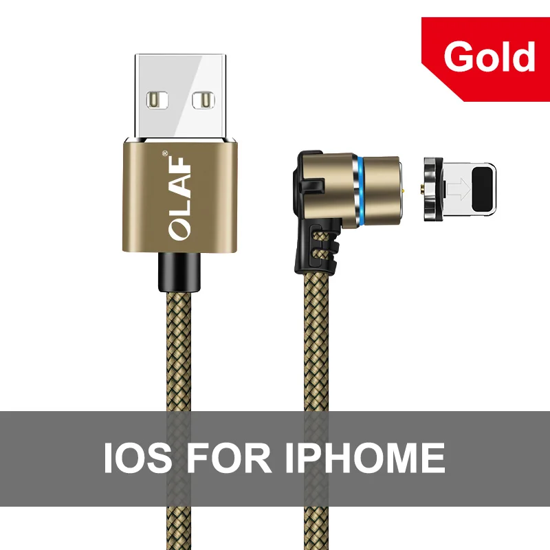 IOS Gold Olaf 1 м Магнитный Micro USB кабель для iPhone samsung Android мобильный телефон Быстрая зарядка usb type C кабель магнитное зарядное устройство провод шнур - Цвет: IOS Gold