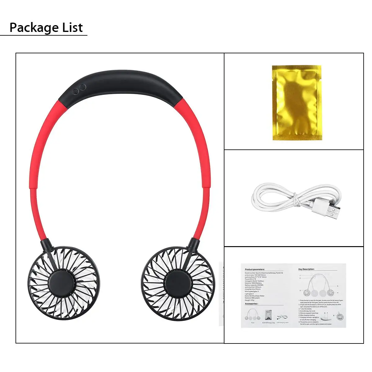 

USB Portable Fan Neck Fan Neckband Hands Free Portable Lazy Hanging Neck Cooling Fan Rechargeable Mini Sports Fan Small Desk Fan