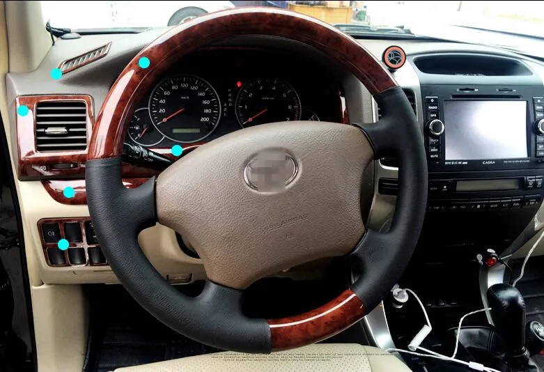 

For TOYOTA Prado 2003-2006 2007-2009 Luxury Wood Chrome Car Interior Decorative Frame Cover Trims Car Styling Auto Accessories