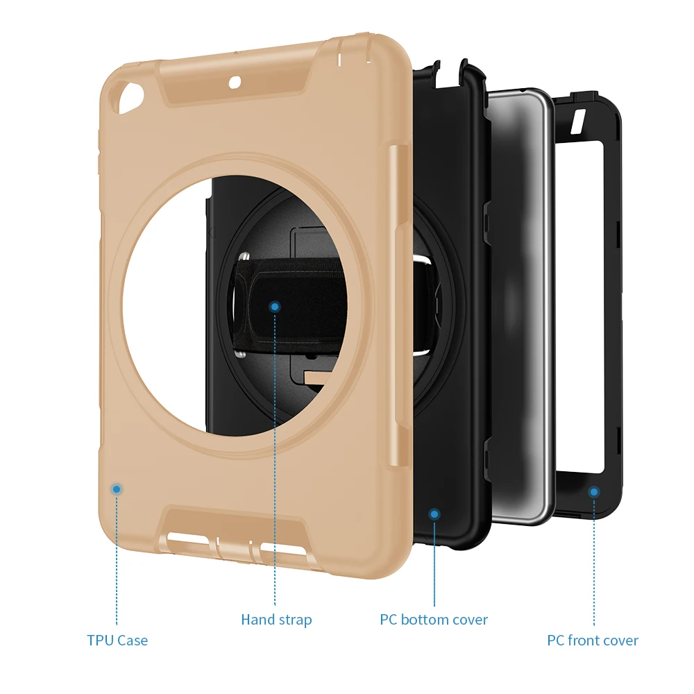 Чехол для iPad Mini 4 5 с держателем ручки защитный чехол вращающийся на 360 подставка