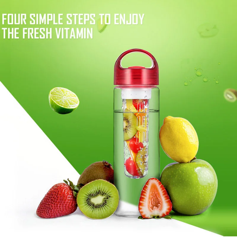Drink cup plastic 700ml Plastic Fruit Infuser Water Bottle with Filter Leakproof Sport Hiking Camping E2S | Дом и сад