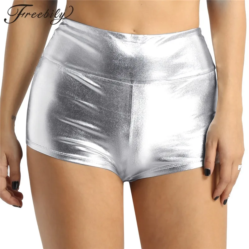 

Womens Running Shorts Female Shiny High-waisted Gym Shorts Bottoms Fitness Gymnastic Workout Dance Shorts Women Sports Short