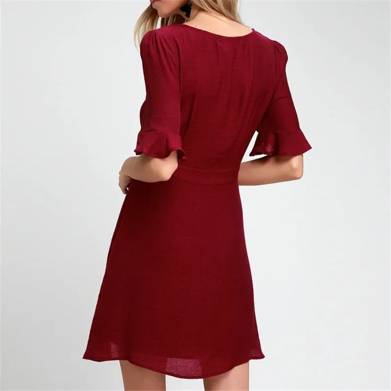 

Ladies Dress Explosive Square Neck High Waist Lace-up Five-point Sleeve Chiffon Dresses Length Sleeve Style Sleeve Length(cm)