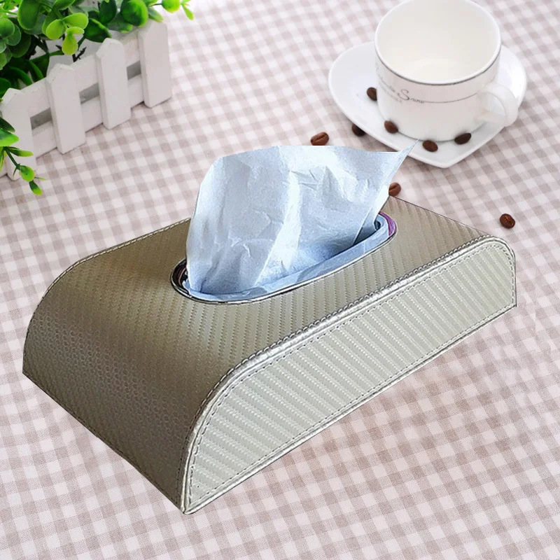 Углеродное волокно узор Кожаный Автомобильный тканевый ящик черный красный блок