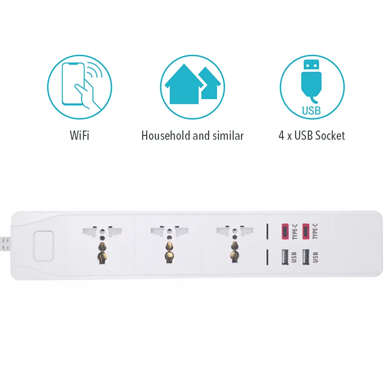 Умная Wi-Fi силовая полоса с UK 3 AC розетки 2 USB 2 type-c зарядная станция работает с echo Alexa Google Home IFTTT EU вилки