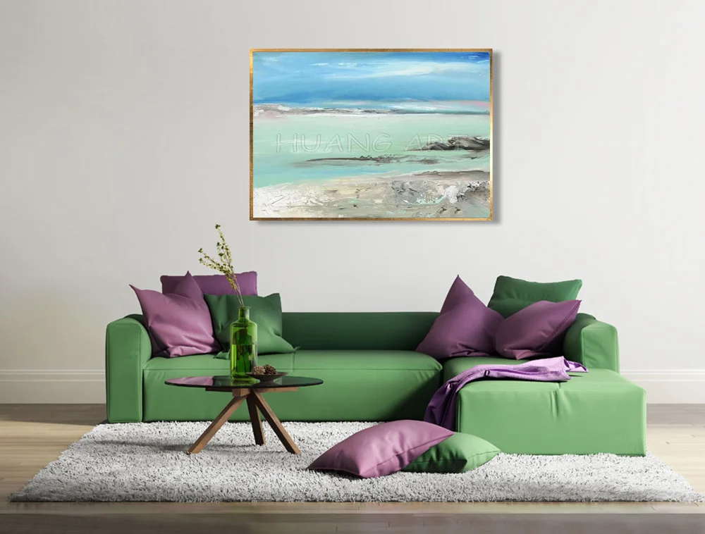 Абстрактная картина зеленого пейзажа ручной работы на холсте Ручная роспись