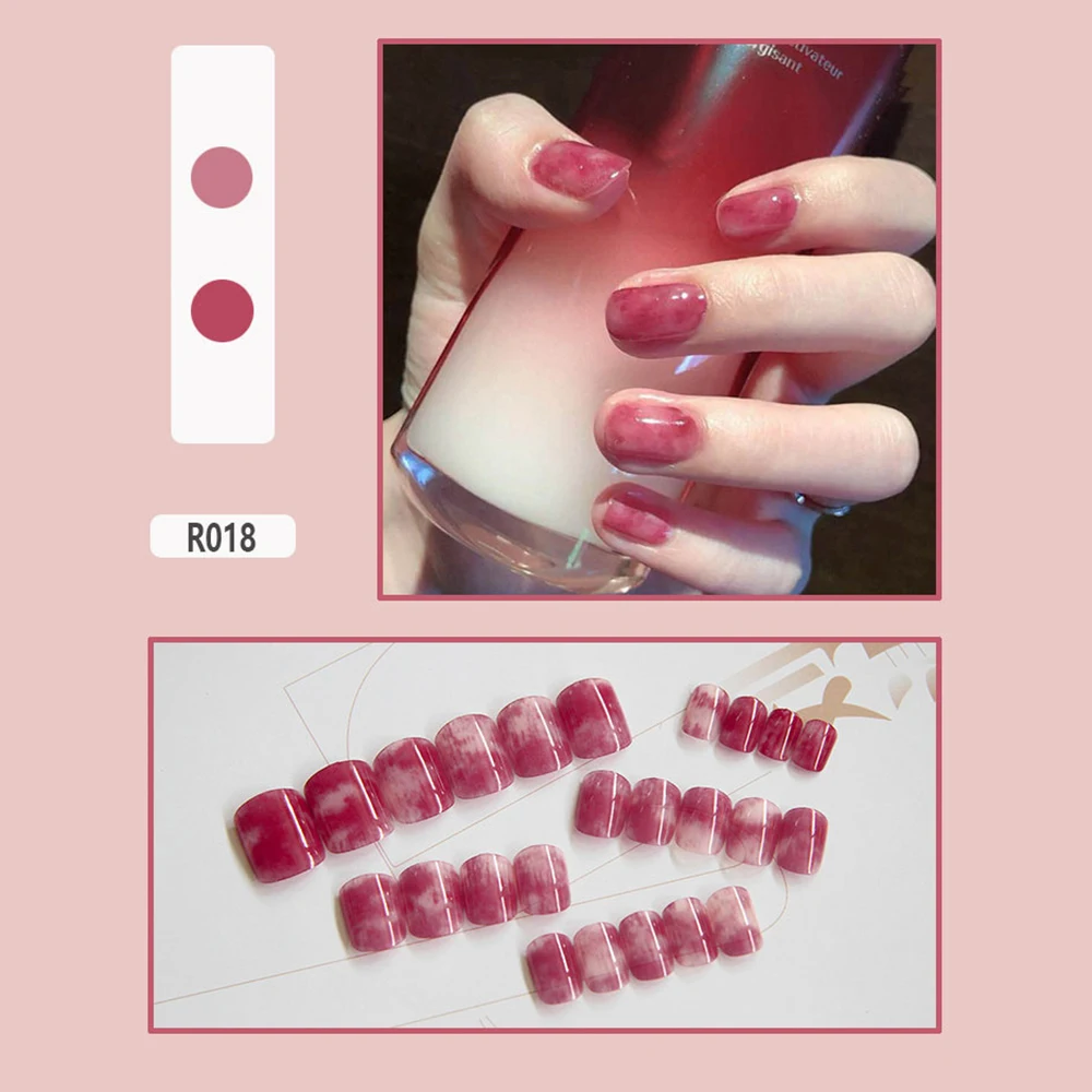 24 шт./компл. Многоразовые Акриловые накладные ногти с клейкой наклейкой