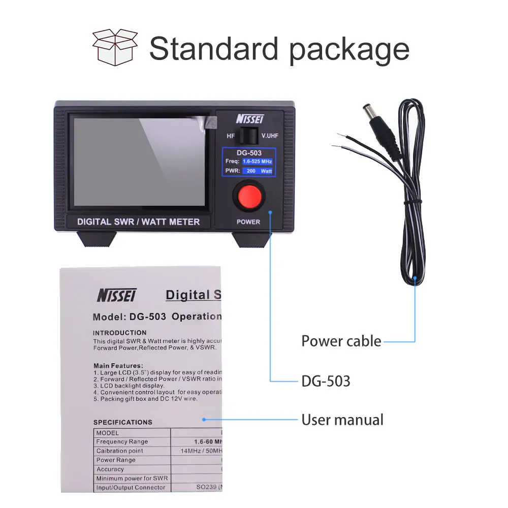 Origianl NISSEI DG-503 1.8-525Mhz Short Wave UV Standing Meter Power SWR Digital | Мобильные телефоны и аксессуары