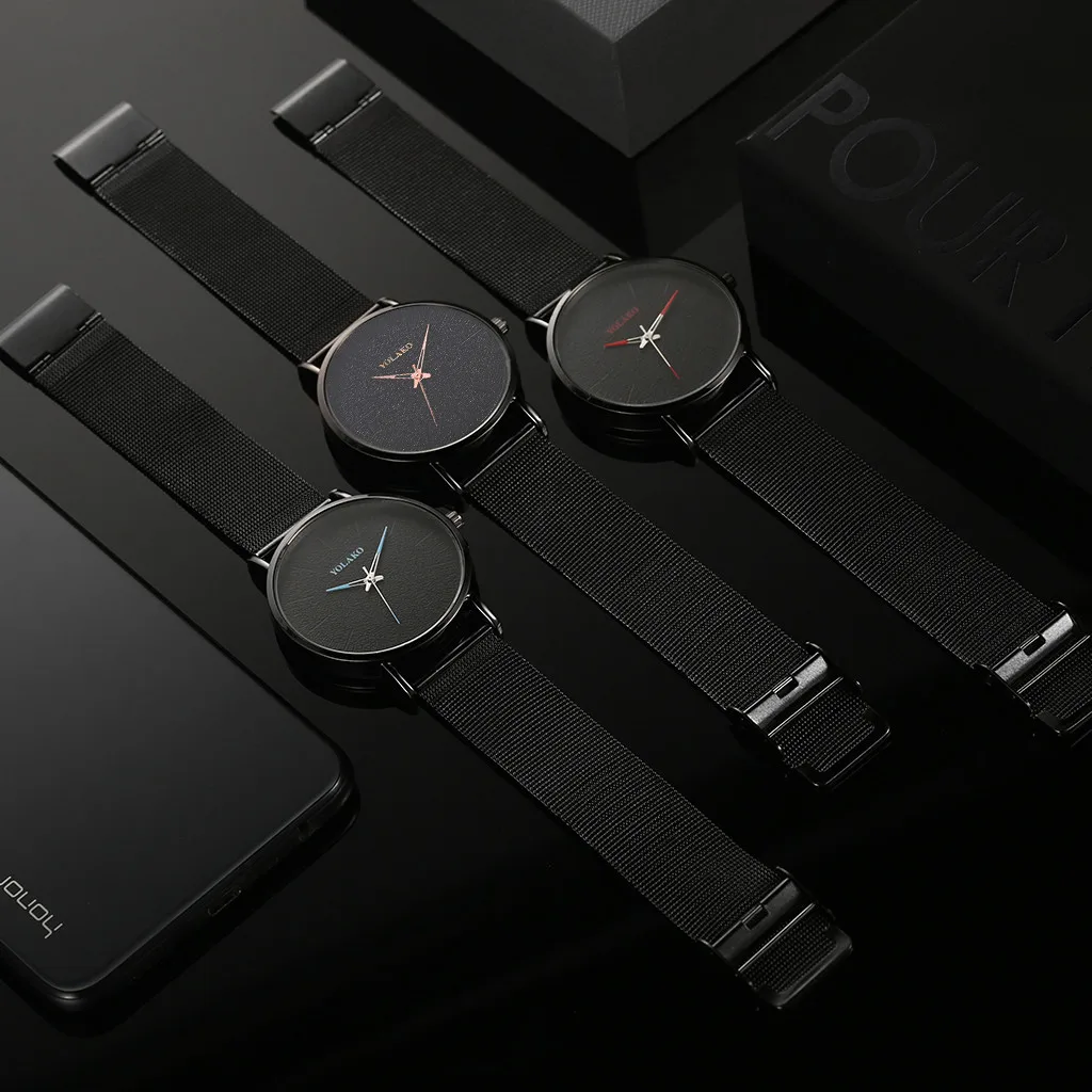 

Quartz Watch without Numeral Watch for Men 2021 Casual Simple Stainless Steel Mesh Strap Wristwatch Reloj Hombre Homme Drop Ship