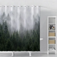 forest fog printed shower curtain bathroom waterproof shower curtain with hooks psychedelic polyester fabric bath shower curtain