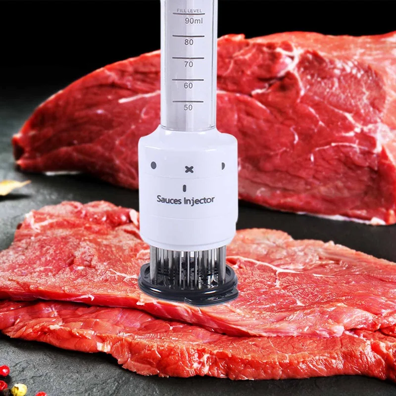 

Multi Function Stainless Steel Steak Meat Injector Marinade Flavor Syringe Kitchen Gadgets Meat Tools Meat Tenderizer Needle