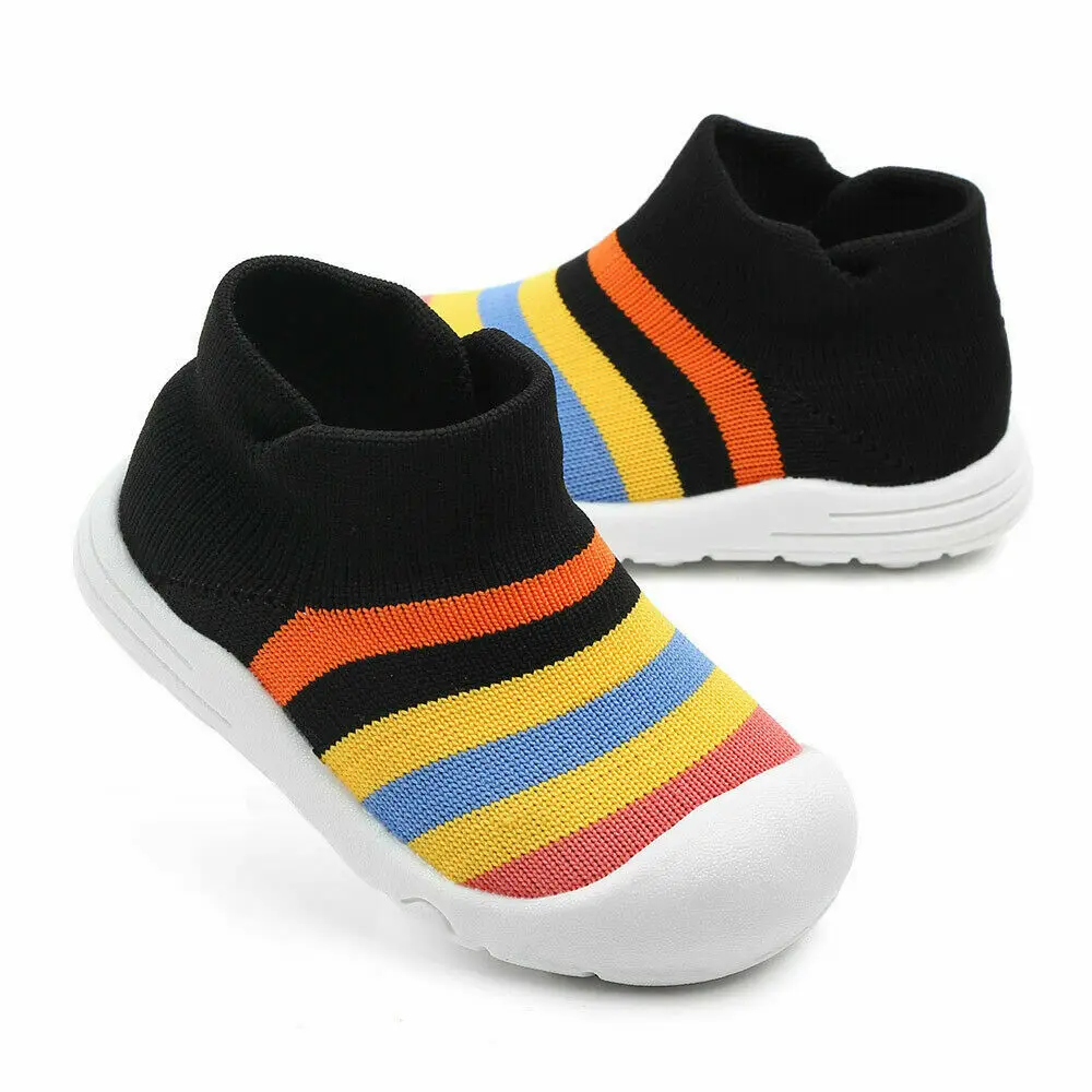 Детская обувь для первых шагов, Осенняя обувь для малышей, унисекс, радужная обувь для детской кроватки, разноцветная эластичная мягкая под... от AliExpress WW
