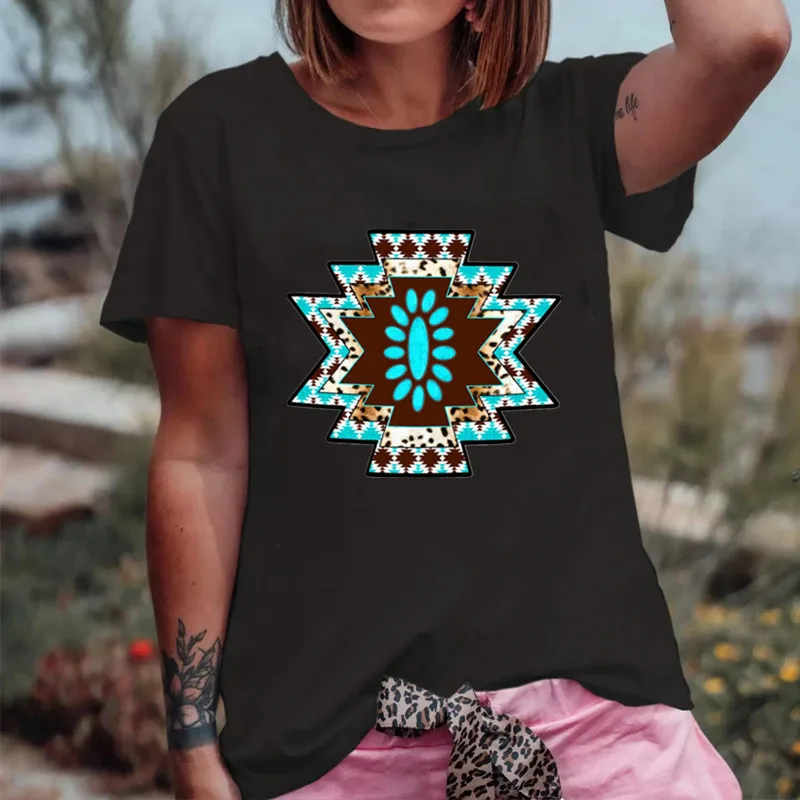 

Women Summer Short Sleeve O-Neck T-Shirt Casual Tops Harajuku Print TShirt Fashion Geometric Graphics Pullover Camiseta De Mujer