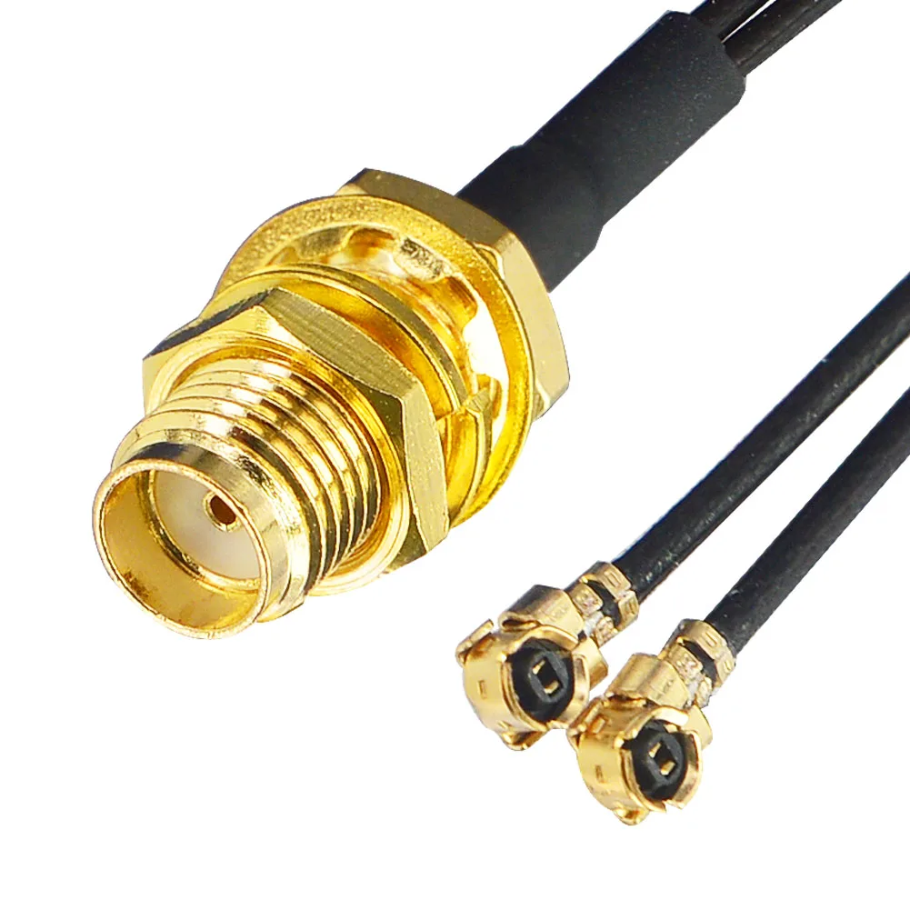 Пигтейл/провод для антенны коаксиальный кабель Wi Fi разъем SMA RP к 2 разъемам IPX U.FL 1 13