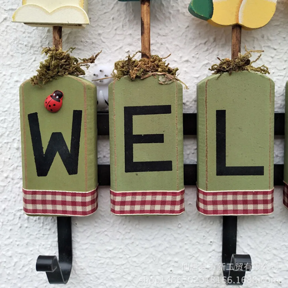 

Welcome Sign Hanger Wooden Clothes Hook Kitchen Hangers Decoration Hook