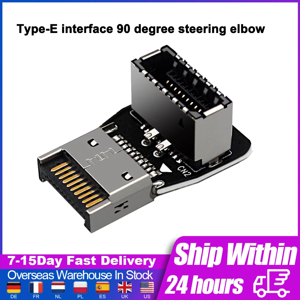 

USB Header Adapter USB3.0 19P/20P To TYPE-E 90 Degree Converter Adapter Chassis Front TYPE C Plug-In Port Computer Motherboard