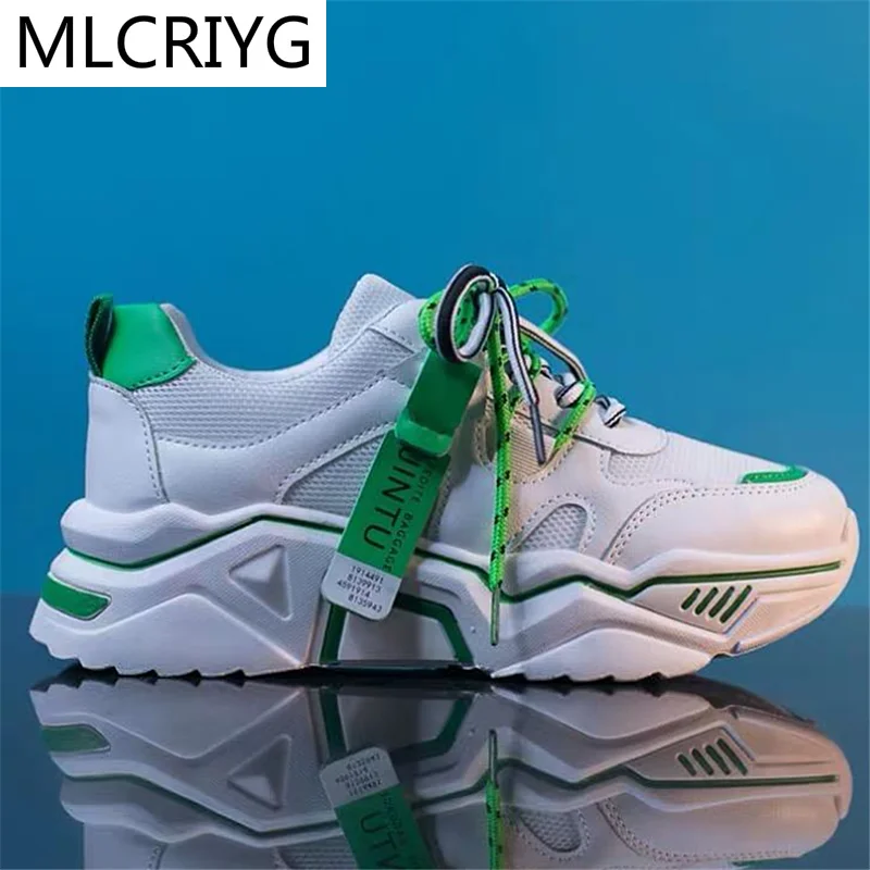 

Women's Chunky Sneakers 2021 Autumn New Fashion Women's Vulcanize Shoes Breathable Lace Up Platform Shoes Casual Dad Shoes