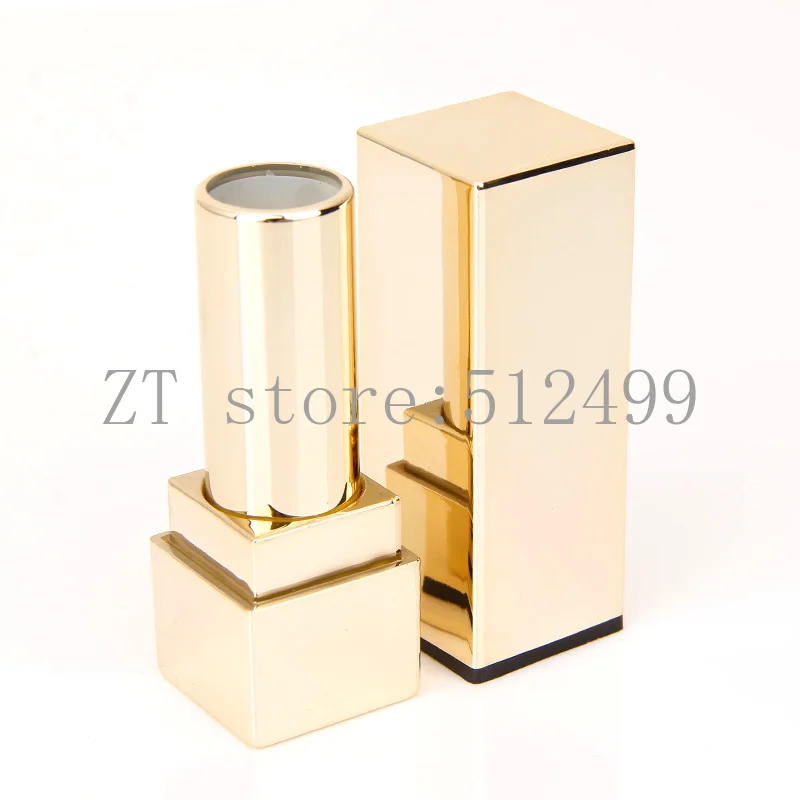 

10/20/50/80pcs Gold Square High Grade Empty Lipstick Tube 12.1mm Lip Balm Container Shell Cosmetic Pipe Packaging free shipping
