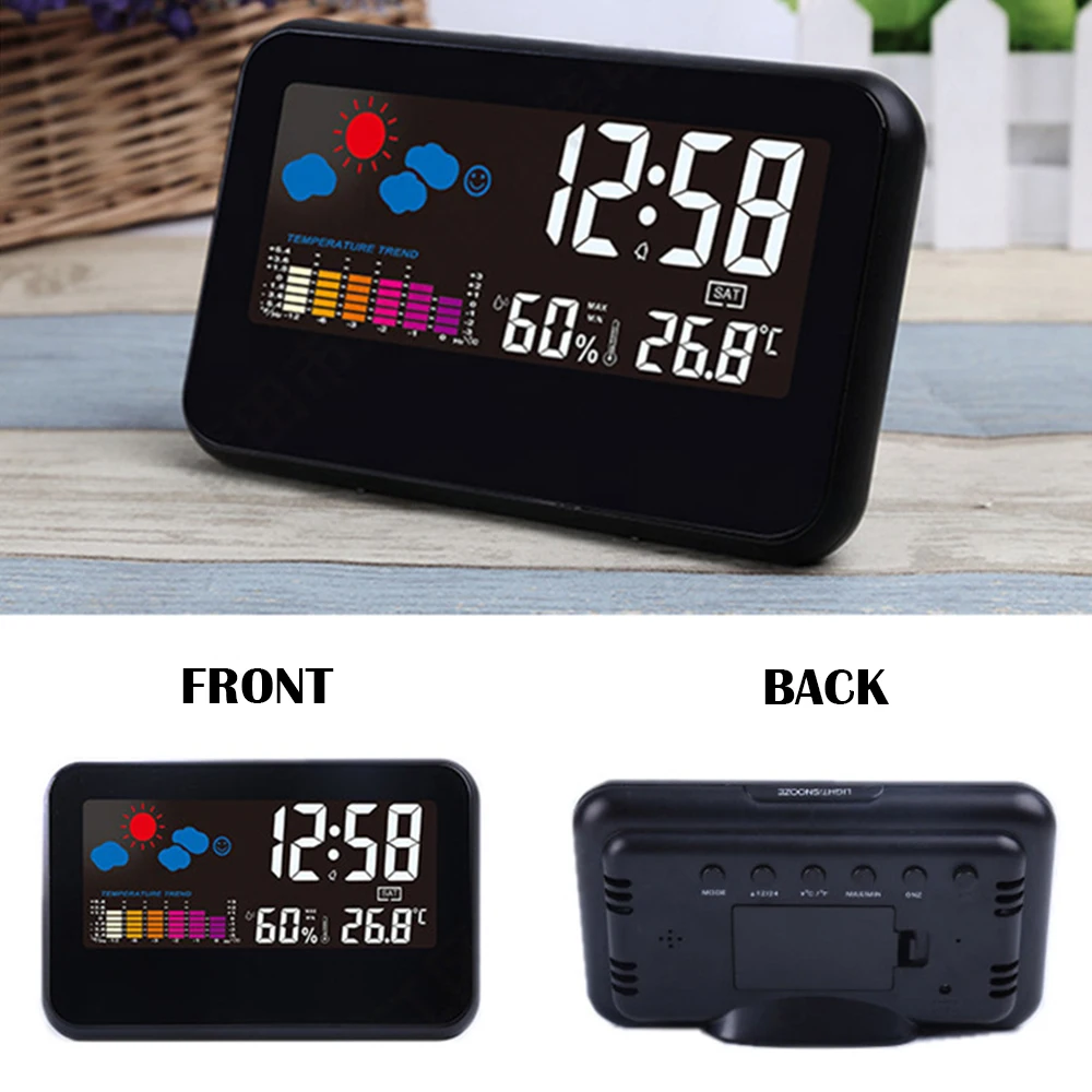 

Multifunctional Electronic Alarm Clock Digital LCD Time Temperature Humidity Display Calendar Backlight Table Digital Clock