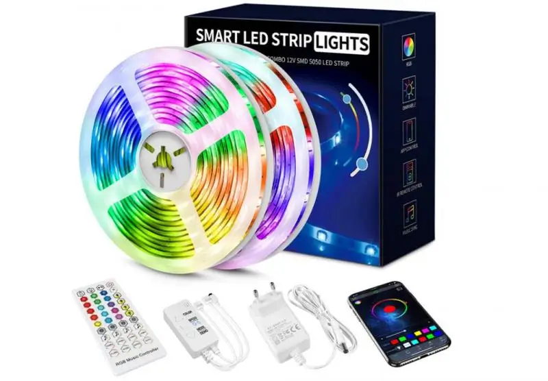 

Светодиодные ленты 20 м, совместимые с Bluetooth, с Wi-Fi, RGB