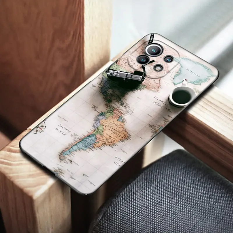 world map travel phone case for xiaomi mi redmi poco x3 nfc gt f3 m3 10t 11t 7 7a k20 k40 pro 11i a2 11 lite civi black cover free global shipping