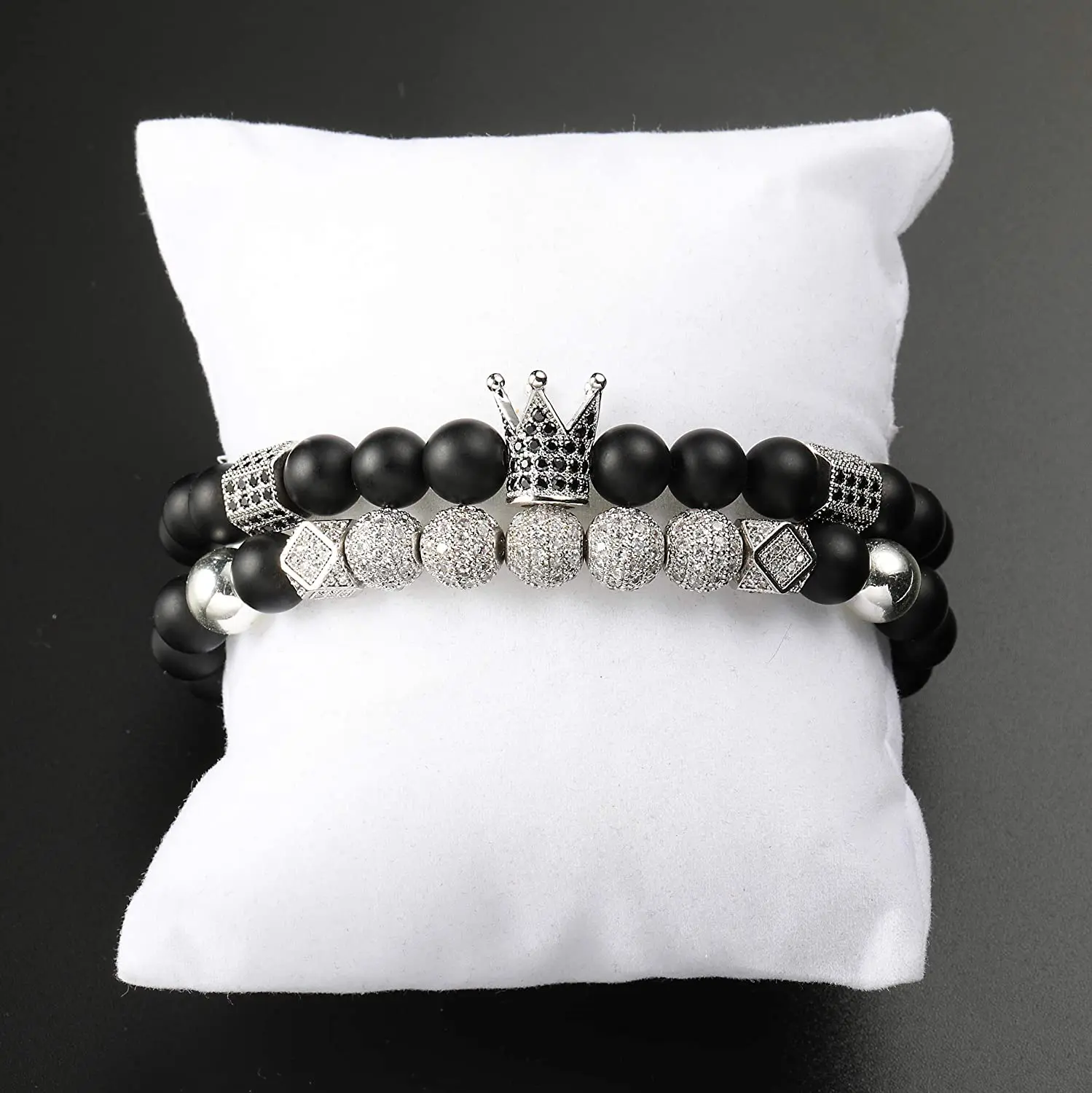 ASHMITA 2 шт 8 мм корона король Браслет талисман из бусинок для мужчин и женщин