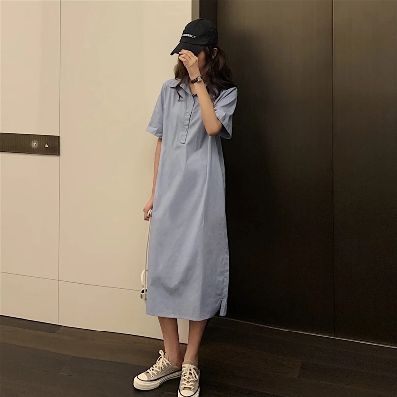 

Make firm offers han edition contracted polo shirt to show thin easy pencil long dress in # 1227