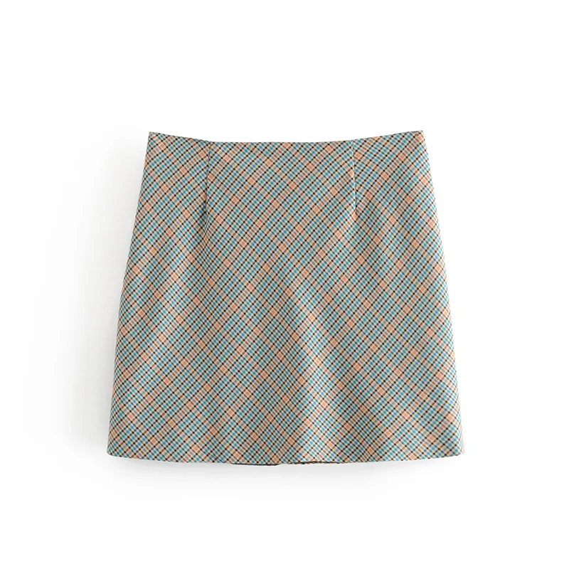 

JIAOU Temperament Street Women's Retro Contrast Stitching Plaid Lace Long-sleeved Loose Suits Jacket + Skirt Spring Autumn Suit