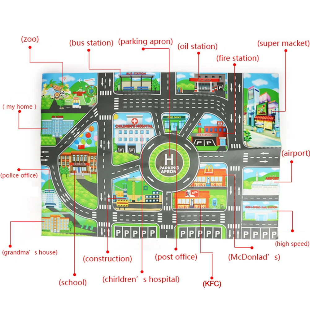 

Children Foldable Toy Car Map Pad Parking Lot Pad Table Game Toy Car City Parking Map English Version City Map Toys For Kids Boy