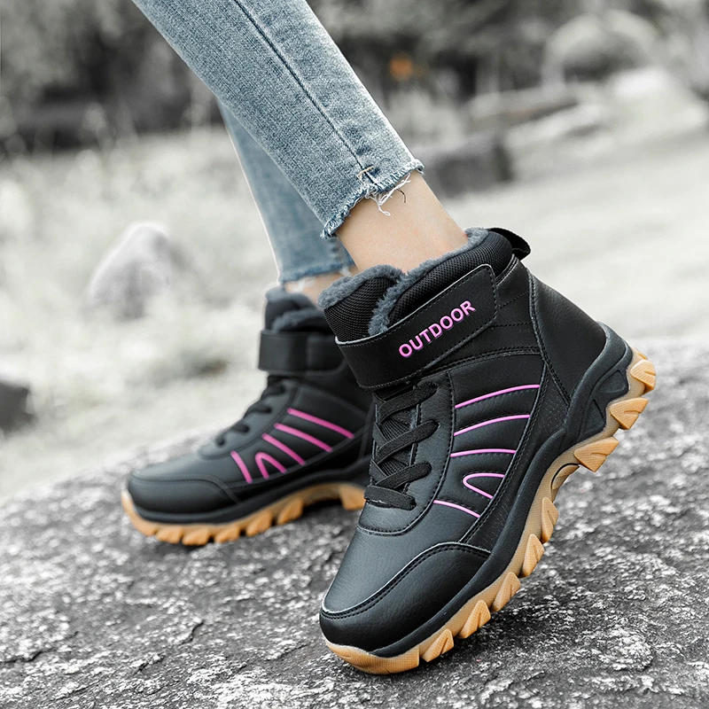 

Dacomfy Platform Women Winter Boots Plush Warm Snow Boots Rubber Sole High Top Hiking Shoes Thick Bottom Mountain Climbing Shoes
