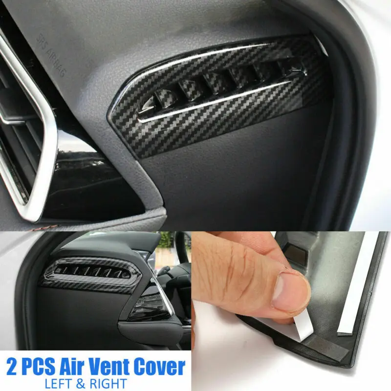 

Carbon Fiber Style Side Console Air Vent Outlet Trim For Toyota Camry 2018-2020 DIY Decor Durable New