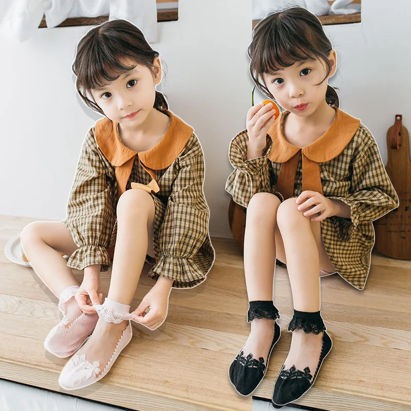 

6 Pairs/Lot Girls Socks Summer New Mesh Style Cotton Thin Baby Socks Trendy Elastic Lace Flowers Children Princess Socks