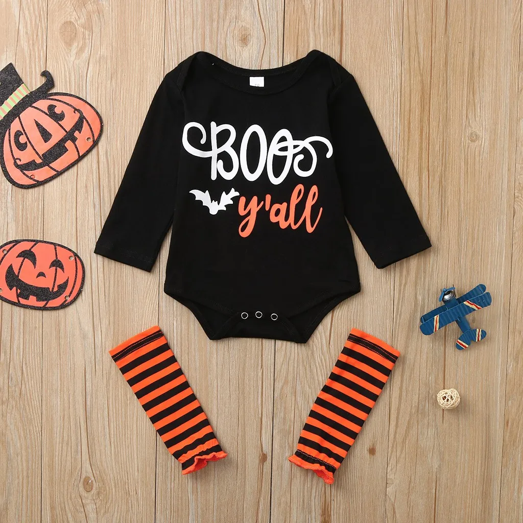 Модный комбинезон для новорожденных на Хэллоуин маленьких мальчиков и девочек с