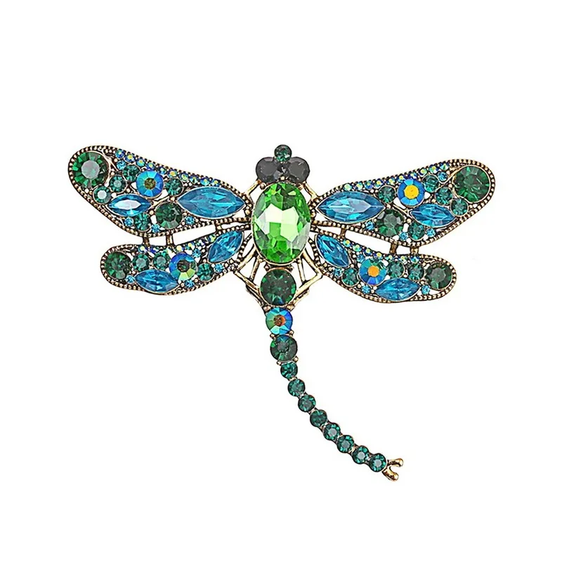 

Vintage dragonfly brooch creative dual purpose crystal pin
