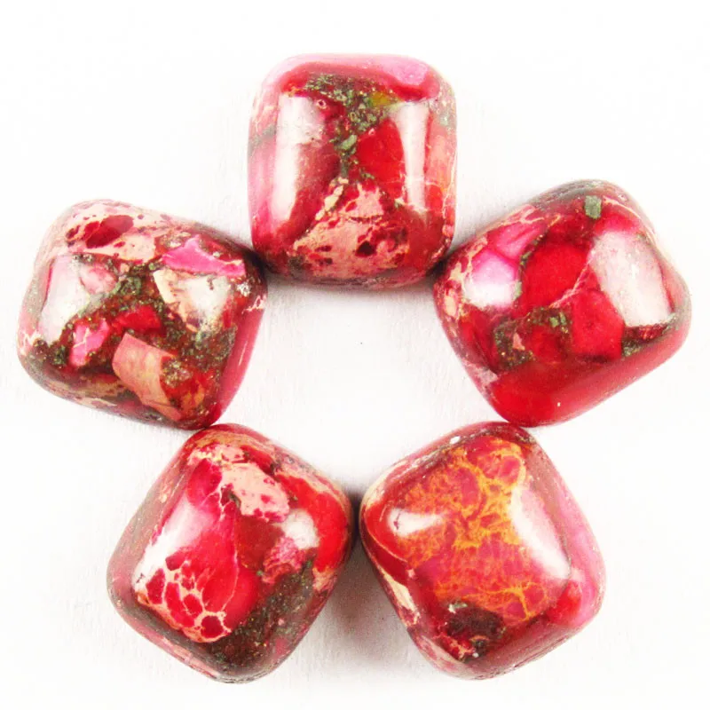 

10pcs Rose Red Sea Sediment Jaspers & Pyrite Square CAB CABOCHON 8x5mm