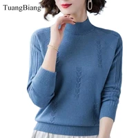 new 2021 long sleeve thicken soft pullovers elastic slim ladies half turtleneck sweaters women solid color ribbed winter jumpers