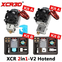 3d printer extruder parts xcr 2in1 v2 hotend double color printing print head with the nv6 heated 0 41 75 volcano nozzle 0 8mm