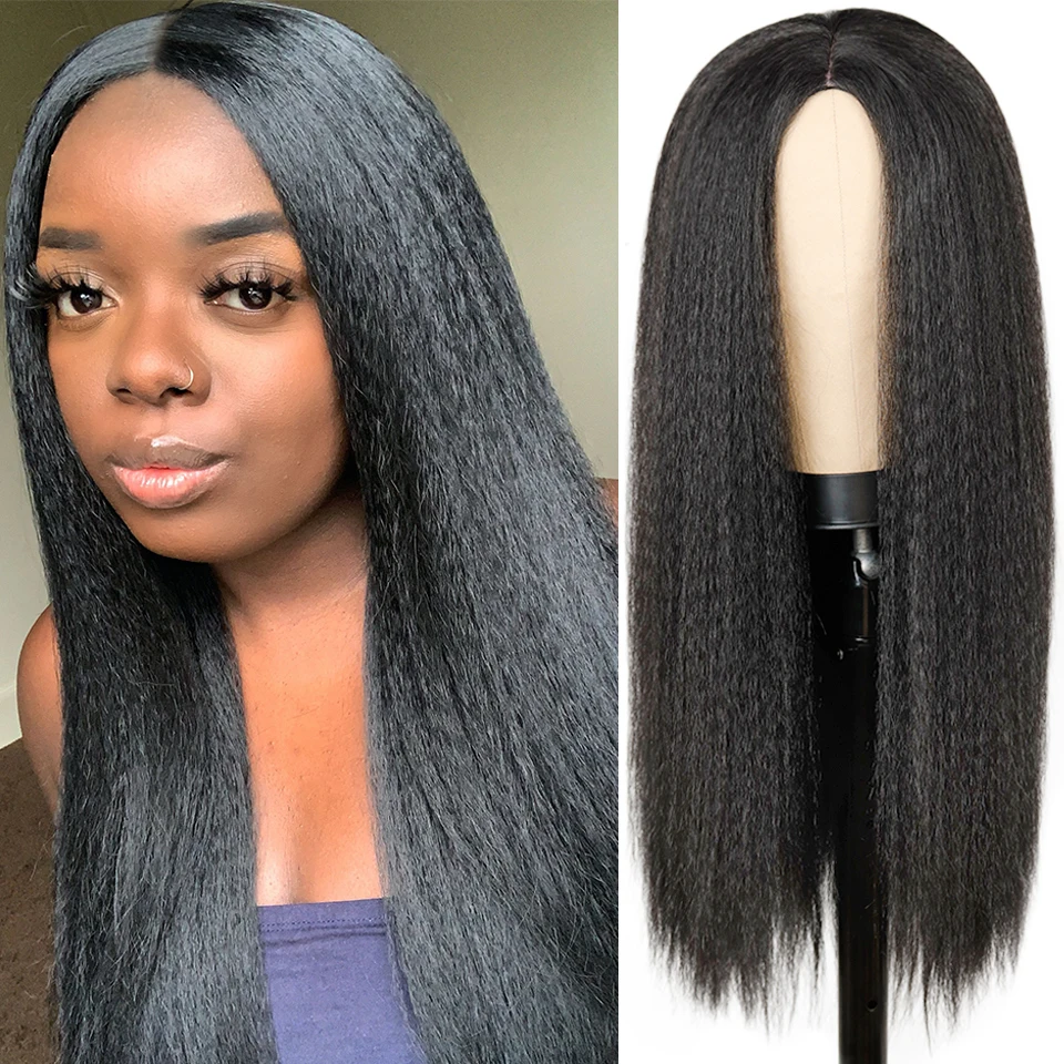 

Synthetic Wigs 30inch Yaki Straight Hair Wig For Women Yaki Straight Afro Hair Wig Heat Resistant Fiber African Wig