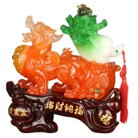 pixiu ornaments jade cabbage resin feng shui crafts home decorations opening gifts figurines miniatures statues sculptures