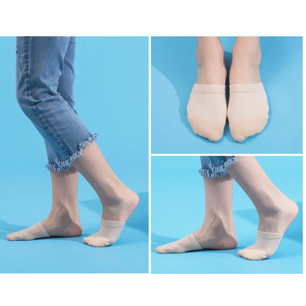

New Woman Summer Forefoot Socks Female Half Foot Toe Cover Socks High Heels Invisible Cotton Net Breathable Sock