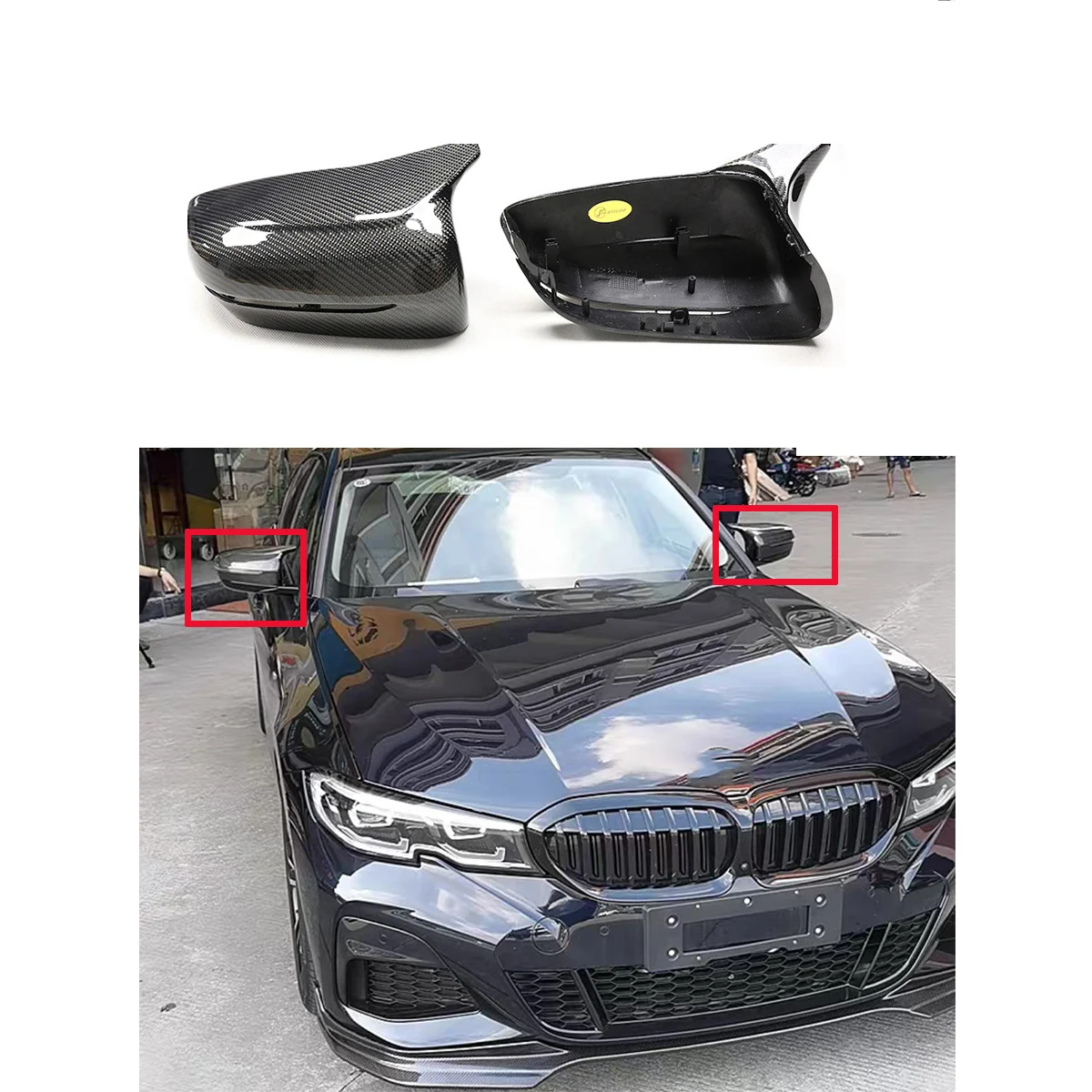 

For BMW 3 Series G20 G28 2018-2021 LHD Real Carbon Fiber Car Side Wing Rear view Mirror Caps Cover Case Shell Replacement