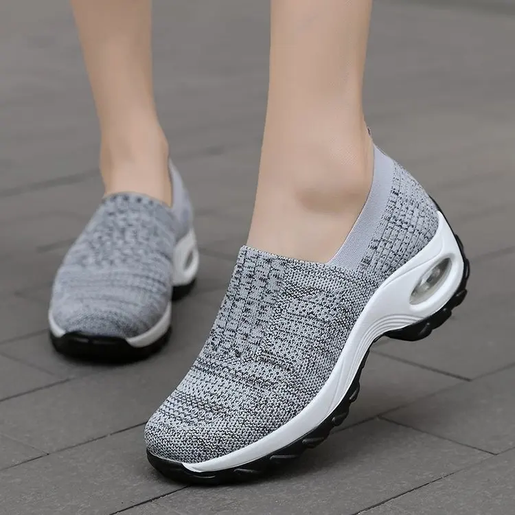 

Fashion Women Flat Platform Shoes Breathable Mesh Casual Shoes Woman Height Increasing Ladies Flats Shoes Chunky Sneakers