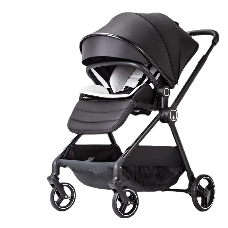 Baby Carriage Four Wheels Baby Stroller Infant Baby Cart Portable Travel Baby Bassinet Can Sit Lie Reversible Push Wheelchair