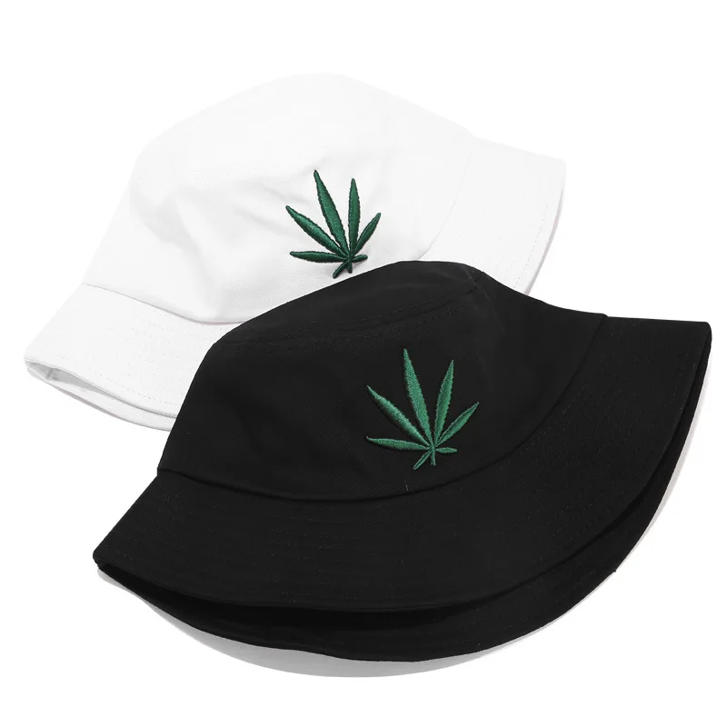 Кленовый лист ведро шляпы для женщин хлопок вышивка Панама стиль Casquette сплошной цвет шапки для рыбаков Кепка с козырьком от солнца Gorras